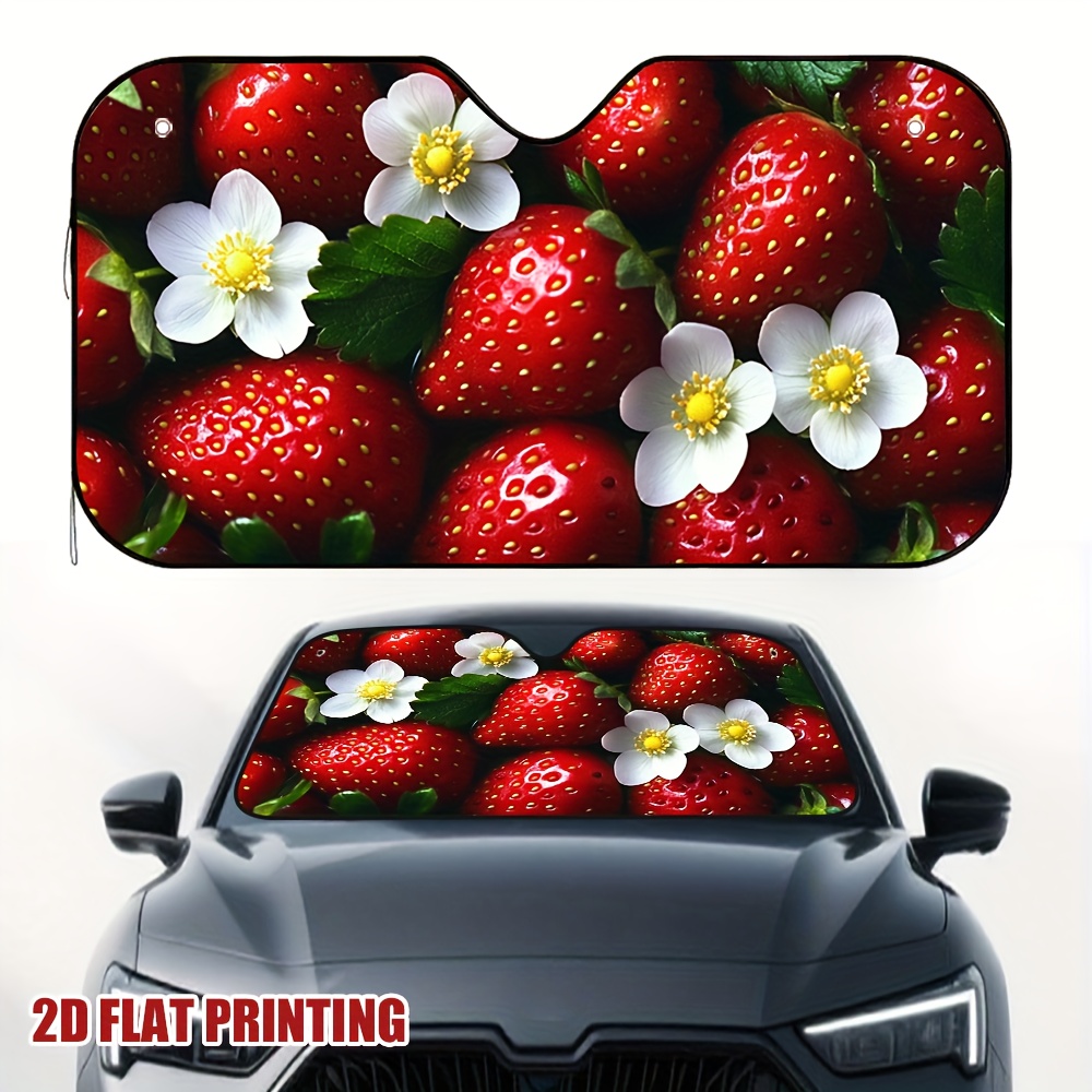 Car Accessories You Must Have - 1pc Strawberries and Blossoms Car Sun