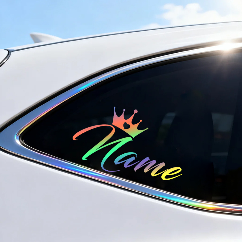 Car Accessories Name - Custom Crown Name Waterproof Sticker Personalized