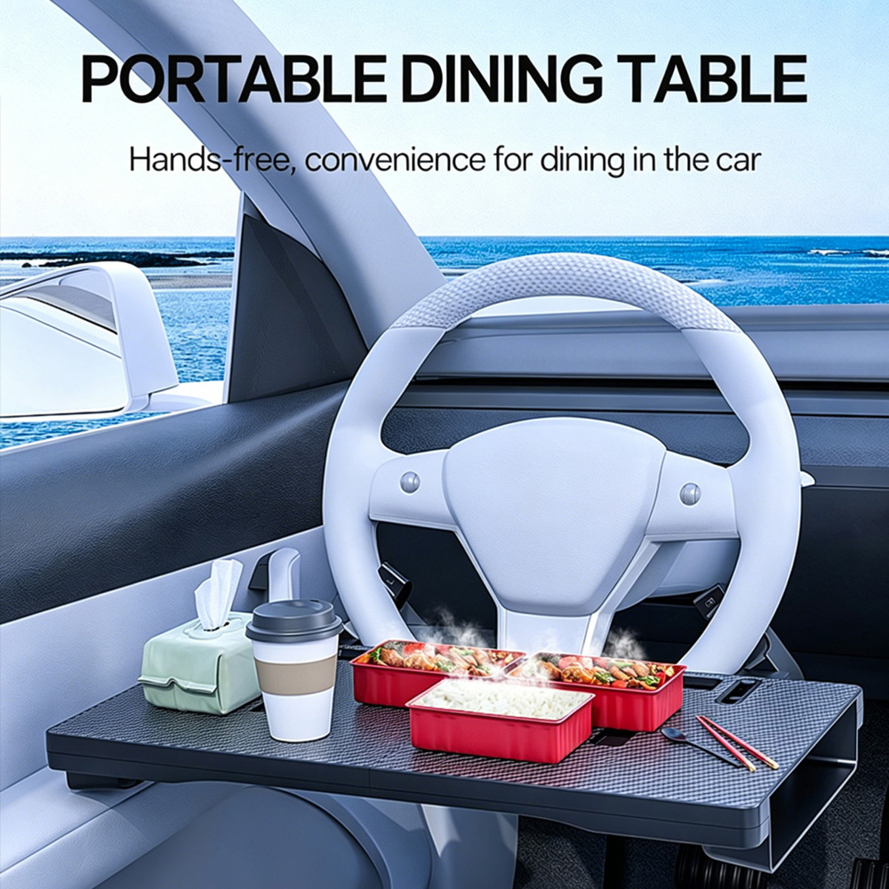 Car Seat Organizer - 2-in-1 Foldable Car Steering Wheel Desk