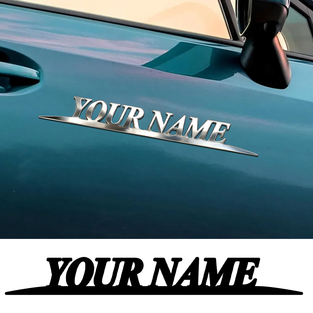 Metal Trendy YOUR NAME Sticker - Car Accessories Name 评论和价格