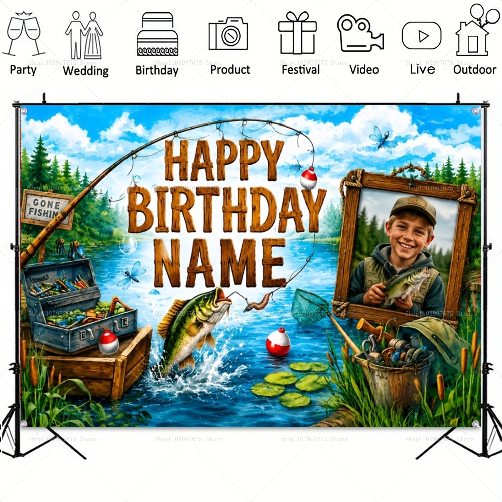 Custom Name Photo fishing-them - Car Accessories Name 评论和价格